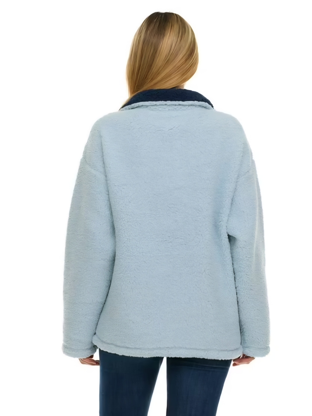 Peanuts Women "Stay Cool" Light Blue Sherpa Pullover  L - Picture 4 of 8